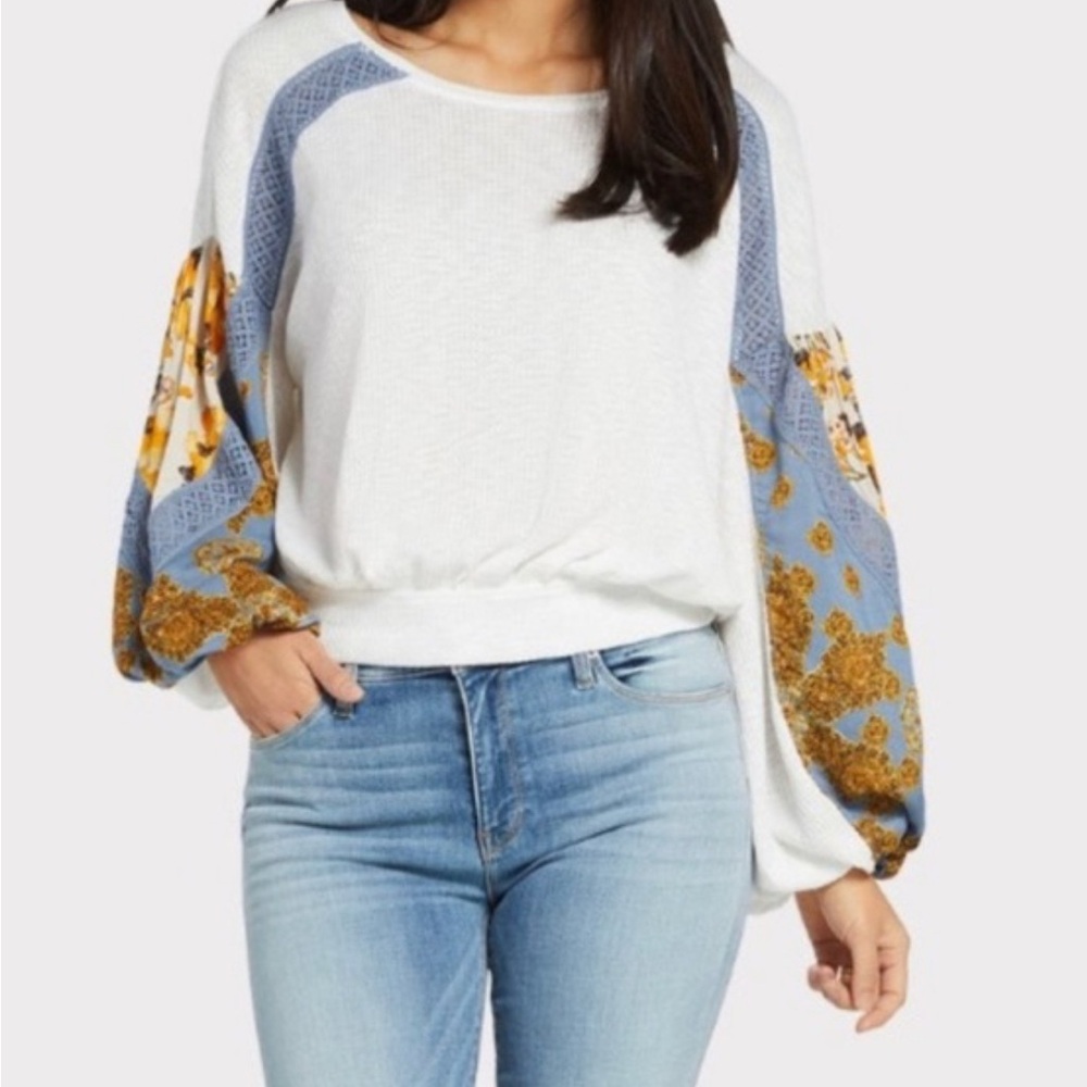 Free People Thermal Casual Clash White Top